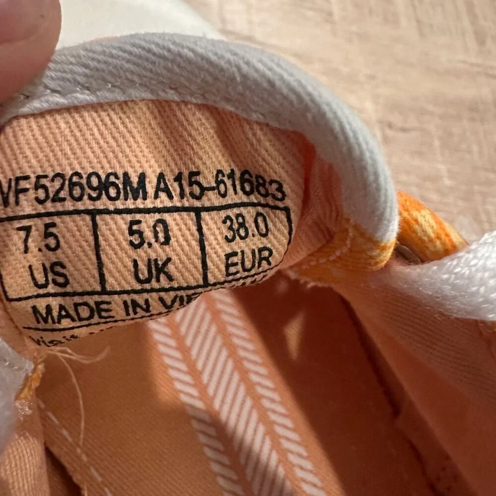 WOMENS CANVAS KEDS ORANGE PATTERN WHITE 7.5 SNEAKERS SHOES